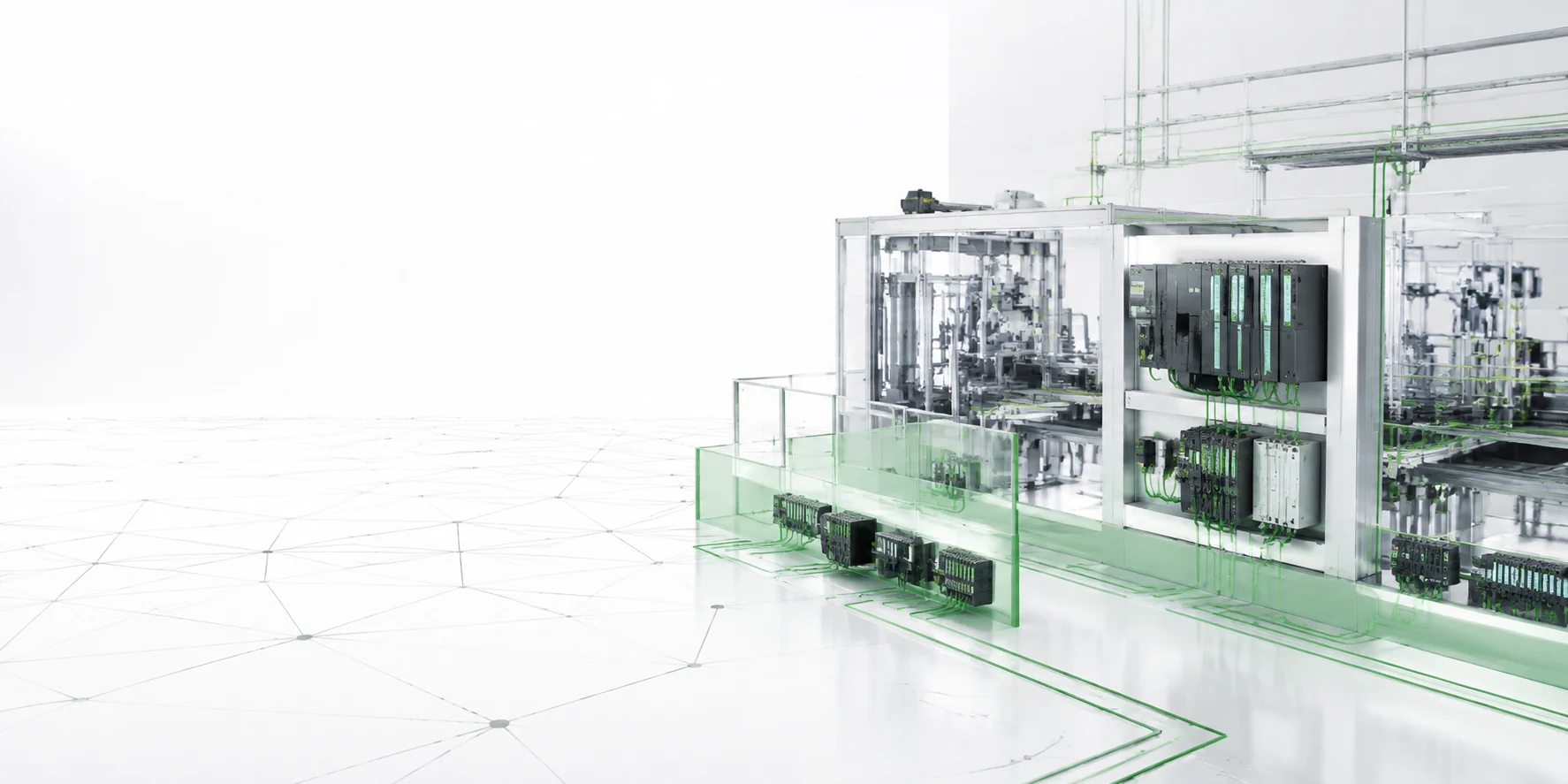 Connected industrial architecture organised into cybersecurity zones