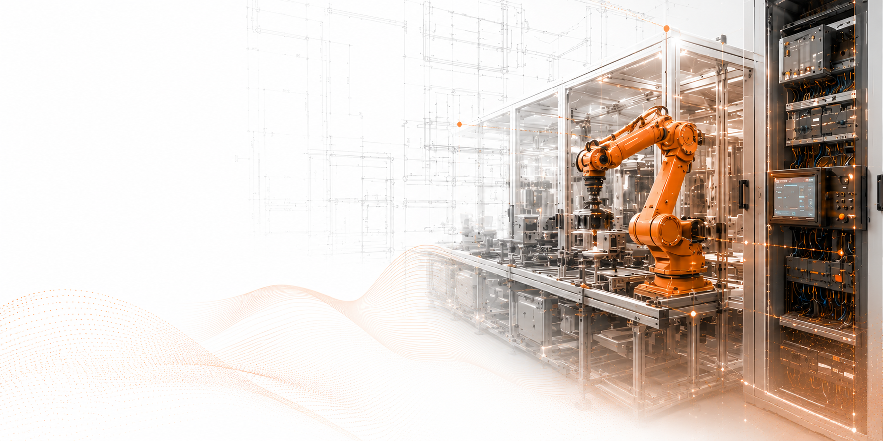 Robot industriale in una linea produttiva automatizzata